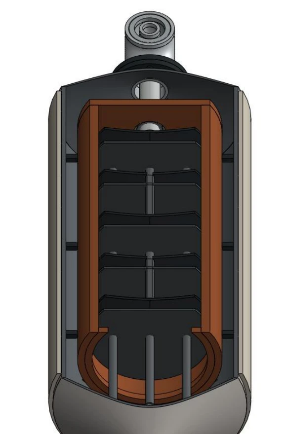 Section of the same heat exchanger revealing the internal arrangement
